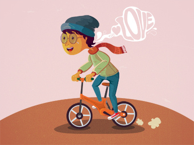Love bike boy cartoon character design february illustration love valentine valentines day vector