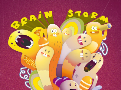 Brainstorm cartoon character design doodle illustration doodles poster vector illustration
