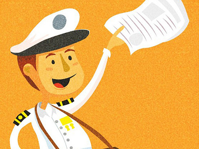 Seller Man character design illustration newspaper sailor man storybook vector