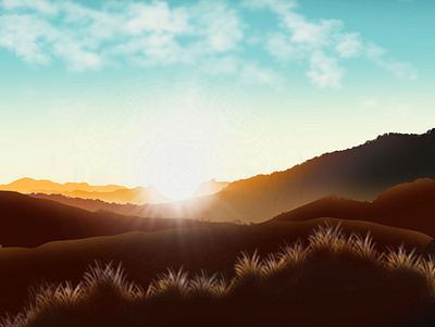 Day's End digital illustration digital painting landscape mountains procreate sunset