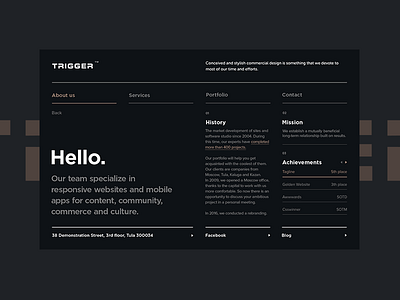 Trigger Black agency black clean concept grid helvetica hybrid minimal responsive web website wip