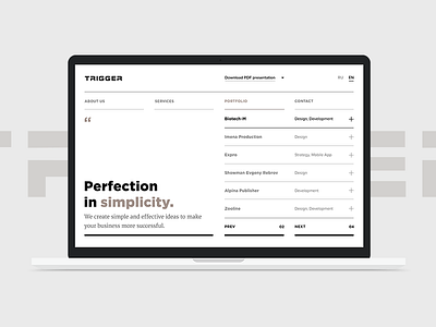 Trigger agency clean concept grid hybrid minimal portfolio responsive web website white wip