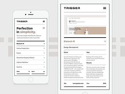 Trigger agency clean concept grid hybrid minimal mobile portfolio responsive web website white