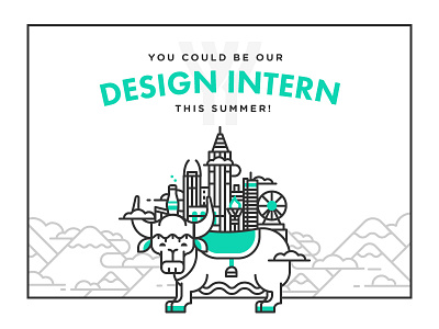 Design Internship at YY city cloud illustration internship line mountain