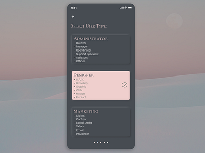 Select User Type - Daily UI 064