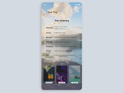 Itinerary - Daily UI 79 app app design branding daily ui daily ui 079 design figma graphic design itinerary ui ui design web