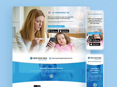 My Emergency Dr: Landing Page Design app doctor health landing page mobile responsive responsive design