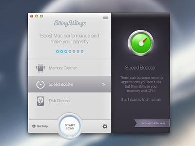 Shiny Wings Desktop app concept