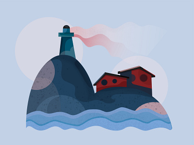 Lighthouse on the island adobe illustrator flat illustration flatdesign graphic illustration illustration landscape lighthouse vector vector illustration