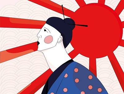 Japanese sun adobe illustrator character design design flat illustration graphic design graphic illustration vector illustration