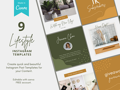 Lifestyle Instagram Template canva canva template influencer influencer marketing instagram instagram post instagramposts lifestyle socialmedia socialmediapost socialmediatempla templatedesign templates vlogger