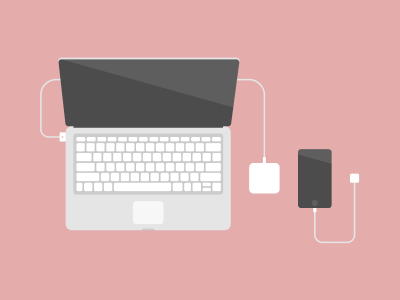 Essentials charger flat illustration iphone macbook