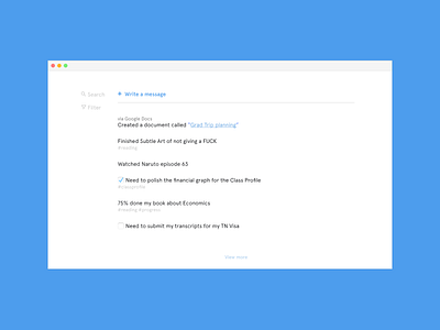 Side project app desktop messaging minimal tasks todos ui design