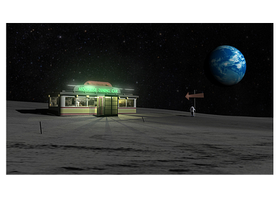 Moonrise Diner 3d illustration illustration