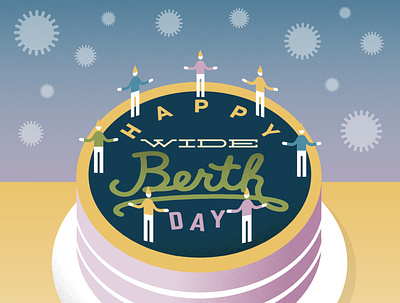 Happy Wide-Berth Day design grainy illustration typogaphy