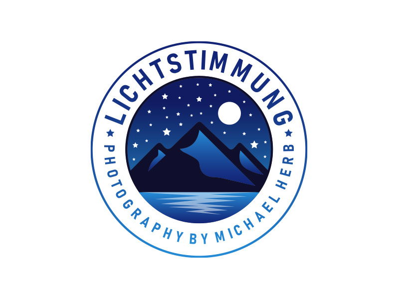 LICHTSTIMMUNG Nature Photography (night version) landscape photography circle logo symbol logo night version nature photography night mountain photography sky moon stars ocean landscape sticker badge