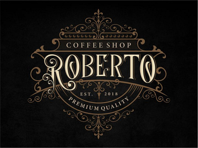 roberto coffee shop caligraphy design illustration lettering lettering art lettering logo logo logodesign monogram tattooart tattoologo typogaphy vector