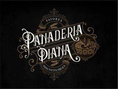 PANADERIA DIANA (bakery) caligraphy design illustration lettering art lettering logo logodesign monogram tattooart tattoologo typogaphy