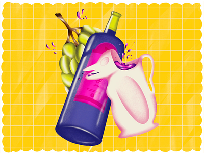 Wine & Penguin - Illustration