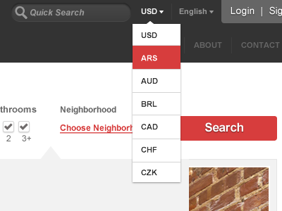 Apartment Rental Project - Header dropdown header pick date ui ux website