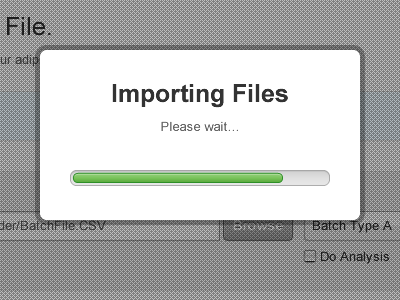 Import Process Status pop up progress bar ui ux