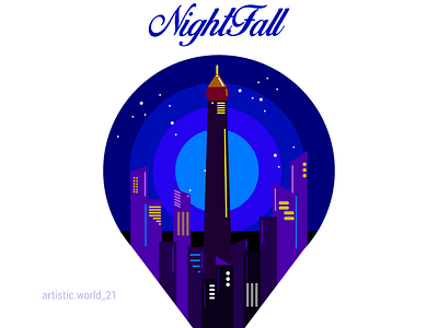 NightFall Illustration design flat icon illustration minimal vector