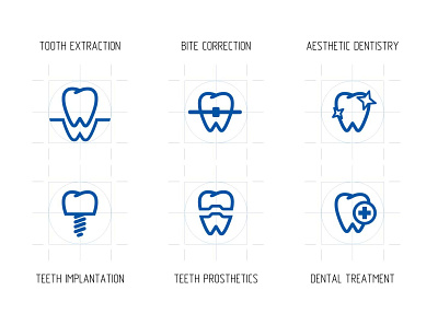 Dental clinic website icons branding design icon icons vector