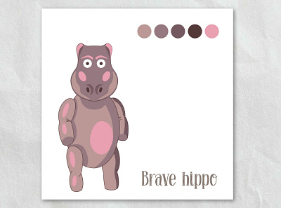 Brave hippo cartoon adobe illustrator character illustration vector