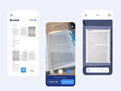 Photo Scanner App concept app augmentedreality browse camera create document edit file manager homepage minimalism mobile scanner timeline timeline design toolbar