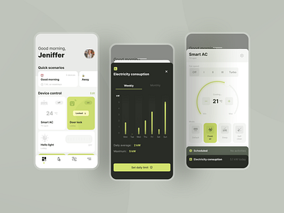 Smart home concept app app design application chart concept control control panel dashboad device home screen iot mobile scenarios smart smart home smarthome widgets