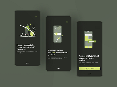 Onboarding app app design application green illustration mobile onboarding smart home ui walkthrough