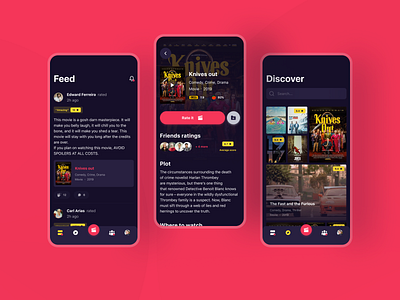 Social experience of movie app app app design application discover feed mobile movie rate series social