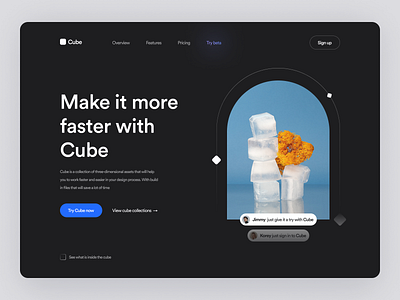 Cube · Hero Header app clean design header hero hero header illustration interface landing page minimal typography ui ui assets ui design ui kit ux ux design web design website