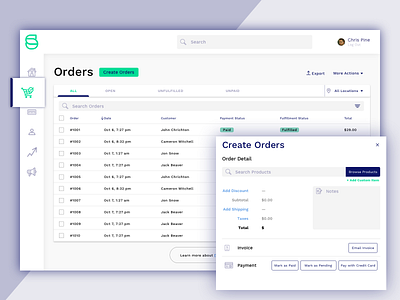 Ecommerce Orders List Screen