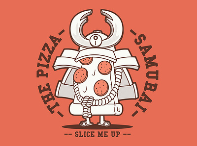 The Samurai Pizza art branding character colors cool graphic illustration logo shirt vector