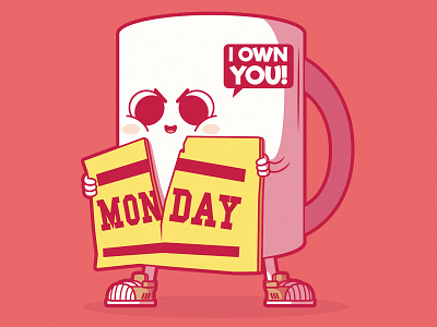 Monday is Mine! app artwork character coffee coffee cup coffee shop design funny game graphic icon inspiration motivation symbol vector