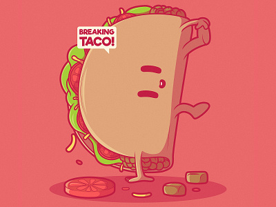 Breaking Taco app artwork brand character character design fast food food funny icon imagination inspiration marketing symbol taco tuesday vector vector illustration vegetables