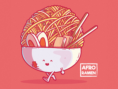 AFRO RAMEN branding character character design cool design food food and drink food illustration funny graphic icon illustration inspiration logo symbol vector