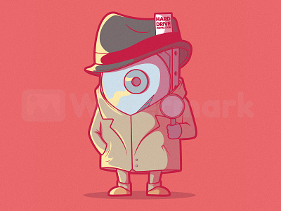 Hard Drive Inspector branding character concept concept art design funny graphic illustration logo tech vector