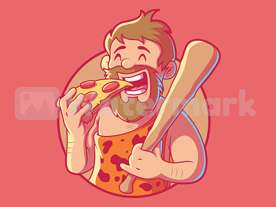 CAVEMAN PIZZA character design food food and drink food app funny graphic illustration inspiration logo pizza vector