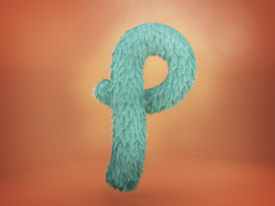 Hairy P 3d colors cookie monster cool fur hairy letter lettering photo render