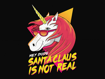 Santa Is Not Real character colors comics draw drawing funny lettering poster shirt tee unicorn vector