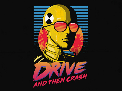 Drive and Crash art character colors cool drive lettering movie poster shirt style. cars vector