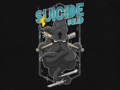 Suicide Squid art colors draw funny heroes movie poster shirt suicide squad tee vector