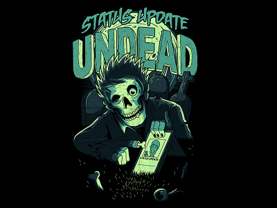 Status Update character colors design draw funny graphic lettering shirt tee vector work zombie