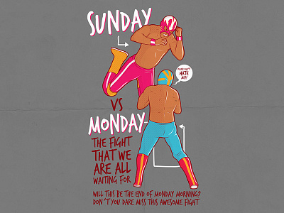 Sunday VS Monday character colors design draw funny graphic inspiration lettering shirt tee vector work