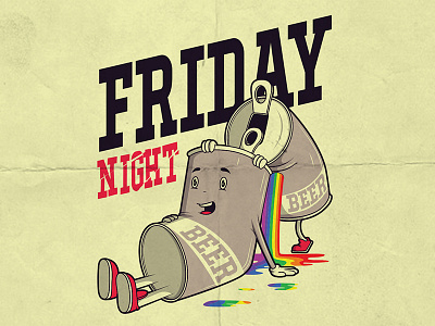 Friday Night art character colors cute design funny letter lettering poster shirt vector