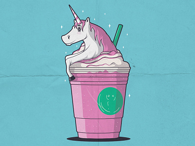 Unicorn Frappuccino character colors design draw food funny graphic lettering shirt tee vector work