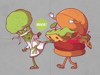 Veggie Attack! character colors design draw food funny graphic lettering shirt tee vector work