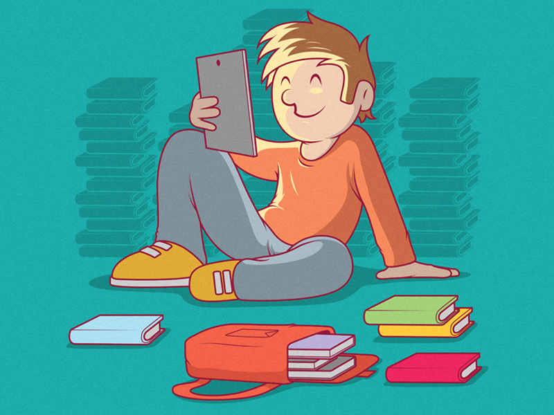 Kid Reading art books character colors design draw ebook funny inspiration stock tech vector